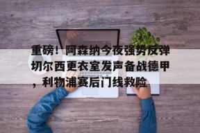 重磅！阿森纳今夜强势反弹切尔西更衣室发声备战德甲，利物浦赛后门线救险的简单介绍